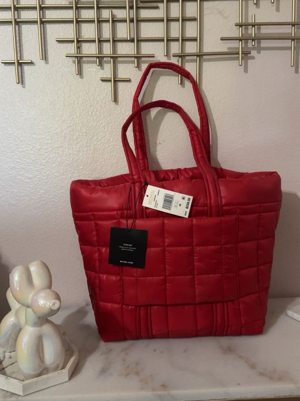 NWT MK Nylon Large Tore with multiple pockets in Crimson/Cherry color available. - Picture 2 of 5
